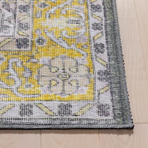 Nile Tarifa Vintage Bohemian Medallion Floral Border Yellow 3 ft. 9 in. x 5 ft. 7 in. Area Rug