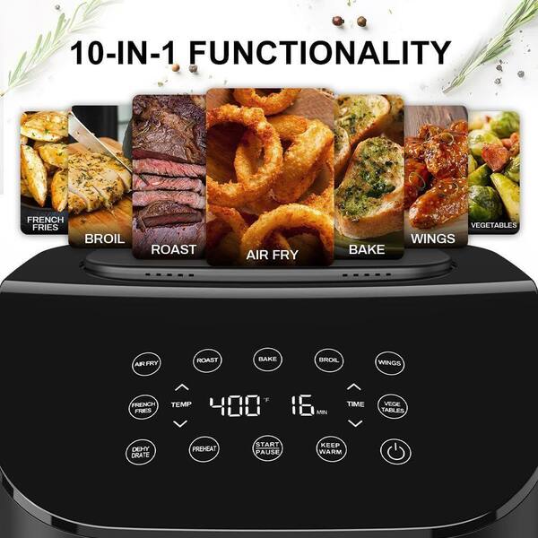 Lynzavix 6.8 Qt. Stainless Steel Air Fryer with 10-in-1 Functions