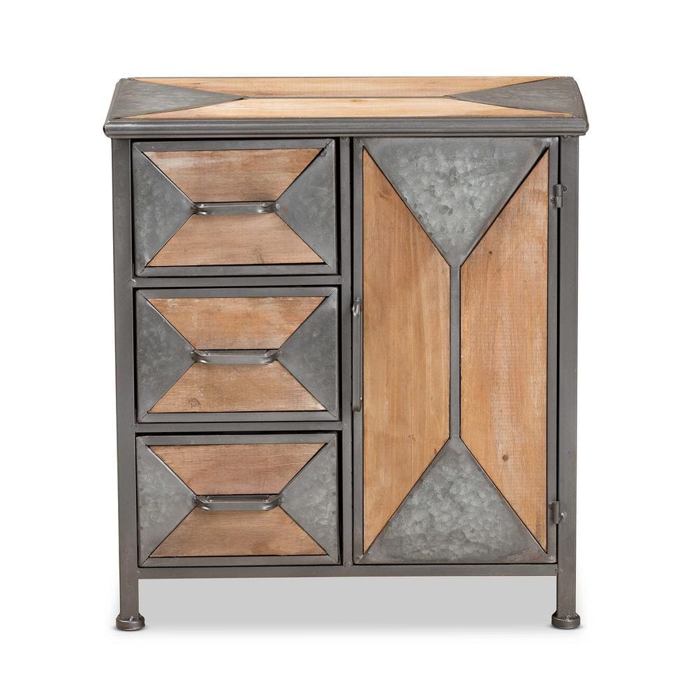 Baxton Studio Laurel Grey and Oak Brown Accent Cabinet with 1 Door