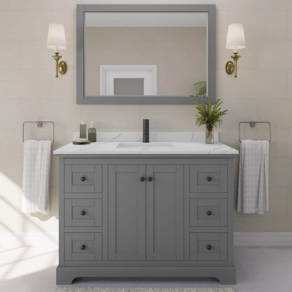 Avery 48 in. W x 22 in. D x 35 in. H Single Bath Vanity in Dark Gray with Giotto Quartz Top price history on PriceWatchPro
