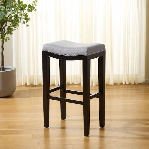 Amabi 30 in. H Gray/Black Wood Bar Stool