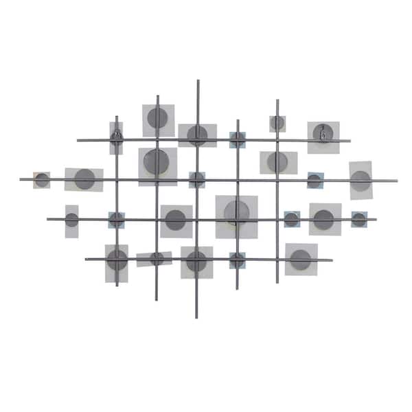 Litton Lane 28 in. x 44 in. Metal Black Geometric Wall Decor