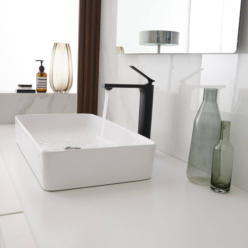 Matte Black Tall Single Handle Vessel Sink Faucet