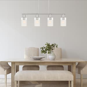 Cedar Lane 60-Watt Modern 4-Light Brushed Nickel Pendant with Clear and Etched Glass Shade