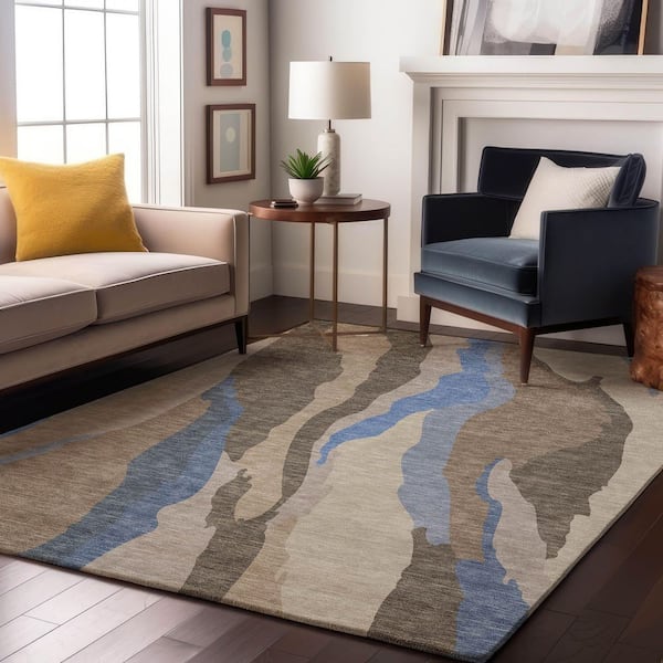 Mayfield Premium Machine Washable Abstract AMF1047 Taupe 10 ft. x 14 ft. Area Rug
