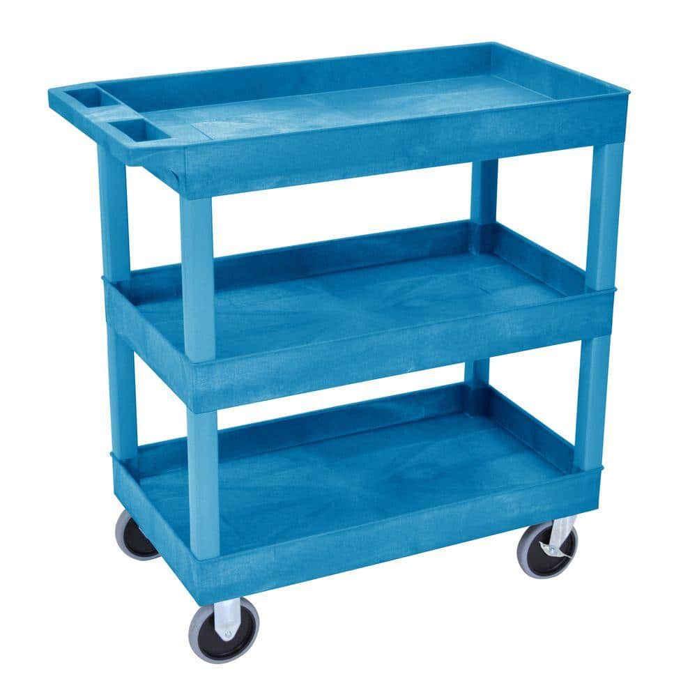 18 in. x 35 in. 3-Tub Shelf Utility Cart, Blue