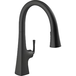 Graze Single-Handle Touchless Pull Down Sprayer Kitchen Faucet in Matte Black