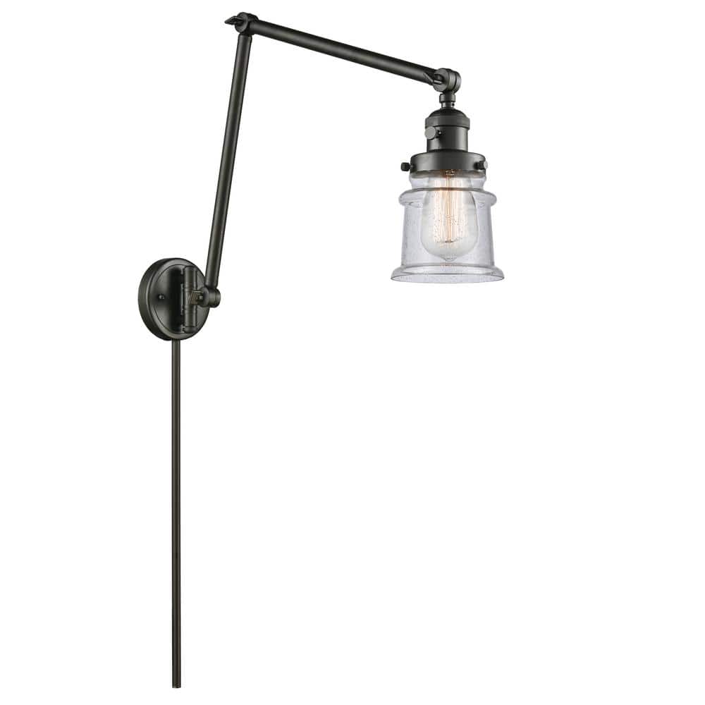 Canton 1-Light Oil Rubbed Bronze, Seedy Hardwired Swing Arm Wall Lamp with Glass Shade and 84 in. Cord price history on PriceWatchPro