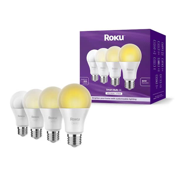 Smart Home Smart A19 Light Bulb 9.5-Watt Equivalent LED Bulb with Adjustable Brightness and Temperature (White) 4-Pack