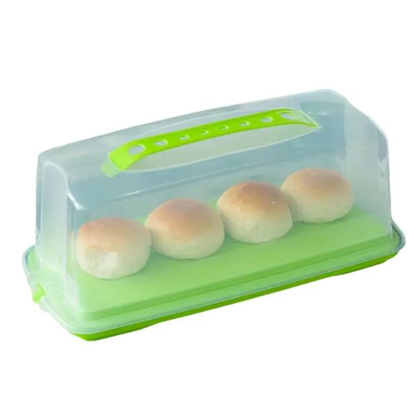 Portable Rectangular Loaf Bread Container with Transparent Lid Cake Storage  Box with Handle Plastic Organizer for Kitchen