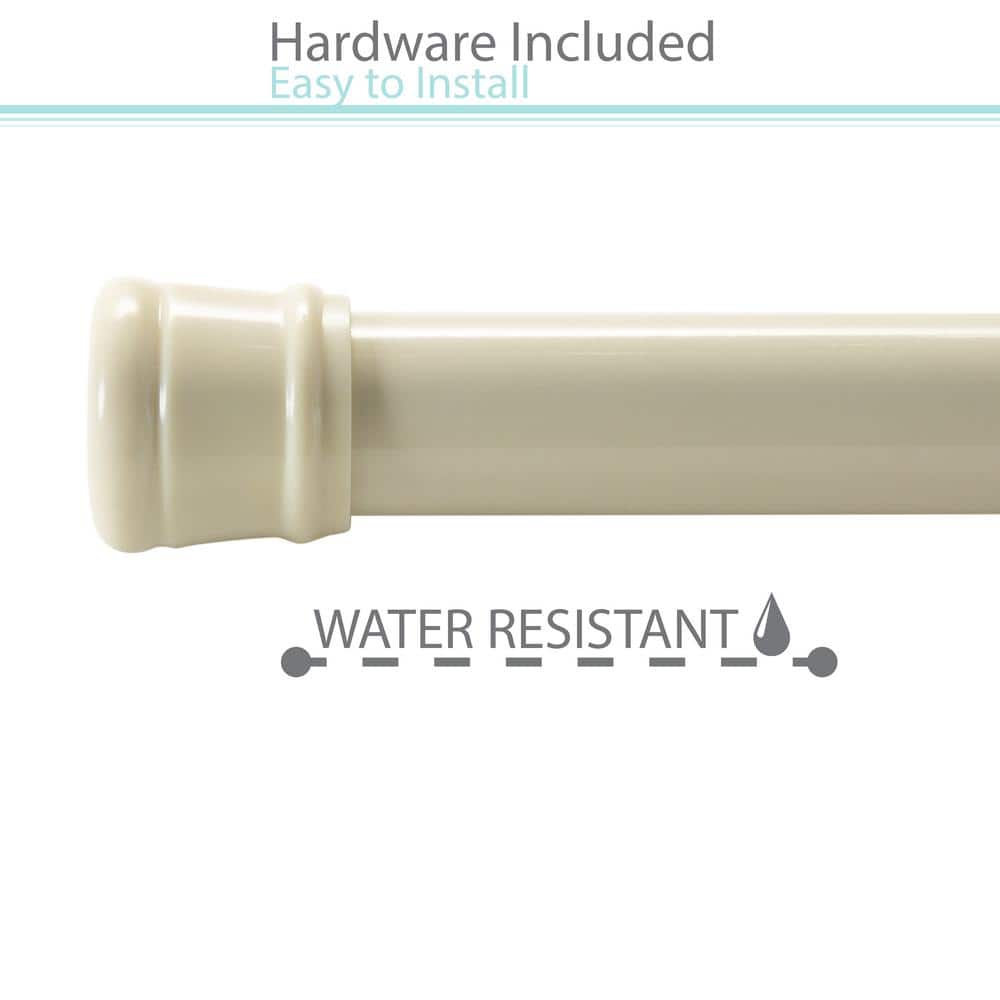 Beige Adjustable Tension Shower Curtain Rod 42-72 Inches