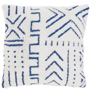 Lifestyles Blue Ink Geometric 20 in. x 20 in. Throw Pillow