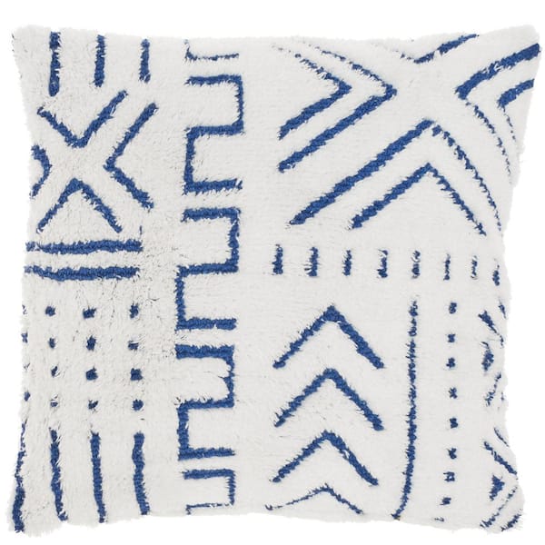 Mina Victory Lifestyles Blue Ink Geometric 20 in. x 20 in. Throw Pillow