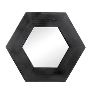 21.5 in. W x 18.5 in. H Hexagon Wood Framed Wall Mount Modern Decorative Bathroom Vanity Mirror