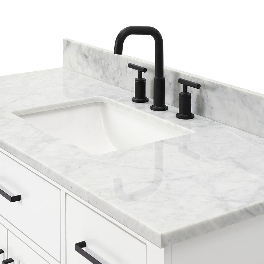 Hepburn 49" White Marble Top Single Basin Vanity Set