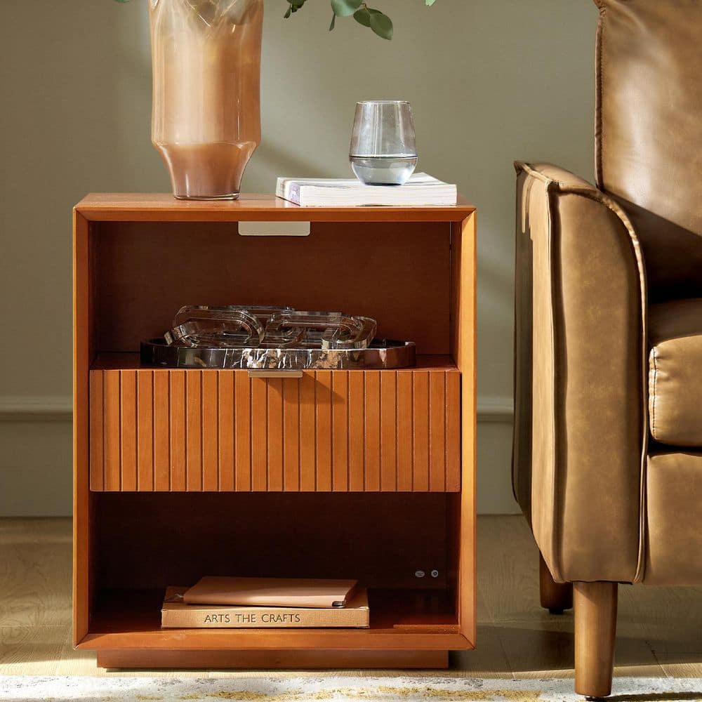 Eude Acorn 1-Drawer 20.5 in. W Nightstand with Built-in Power Outlet and USB Ports
