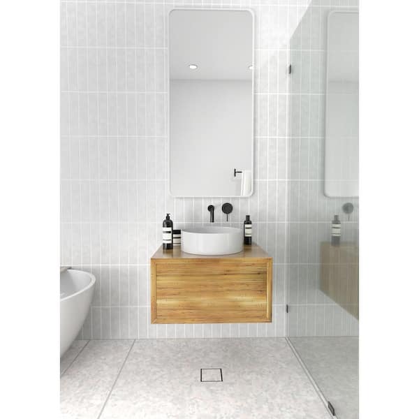 48 in. x 22 in. Radius Corner Black Stainless Steel Framed Mirror