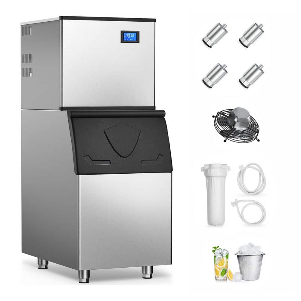 22.3 in. 550 lbs./24H Split Commercial Ice Maker with Water Filter Freestanding in Silver 156-Full Size Ice Cube/Cycle