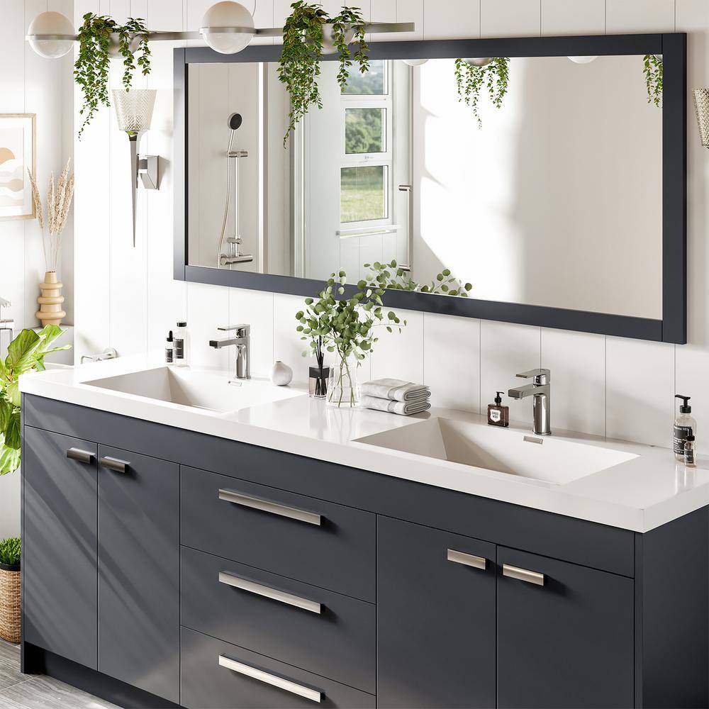 Eviva Lugano 84" Gray Modern Freestanding Double Sink Vanity with Acrylic Top
