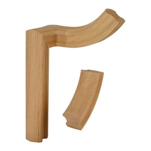 Stair Parts 7765 Unfinished Red Oak 90° Right-Hand 2-Rise Gooseneck Handrail Fitting