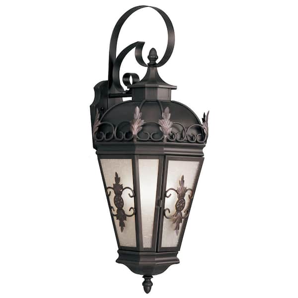 Livex Lighting Berkshire 11.5 in. 3-Light Bronze Outdoor Wall Lantern Sconce