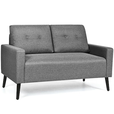 Modern 2-Seat Grey Upholstery Loveseat Sofa