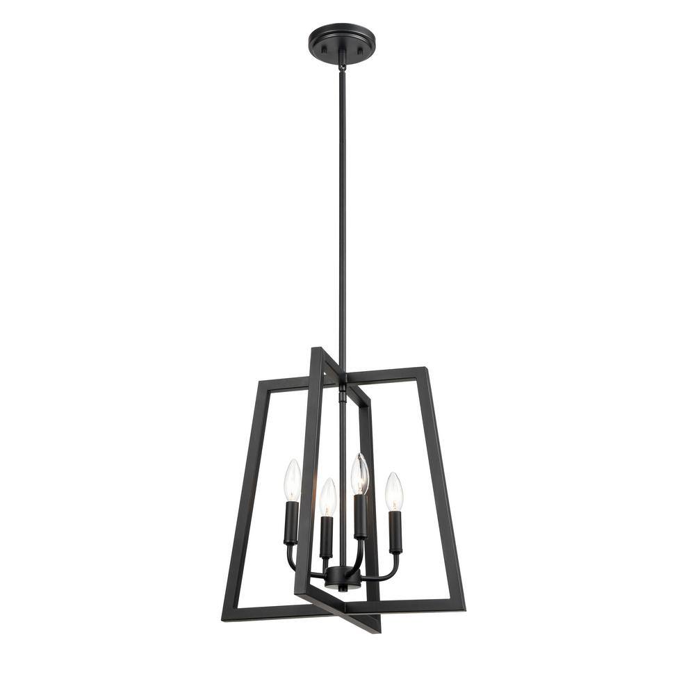 Matte Black Modern 4-Light 17" Wide Pendant