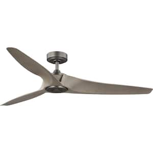 Manvel 60 in. Indoor/Outdoor Antique Nickel Urban Industrial Ceiling Fan with Remote Included for Great Room