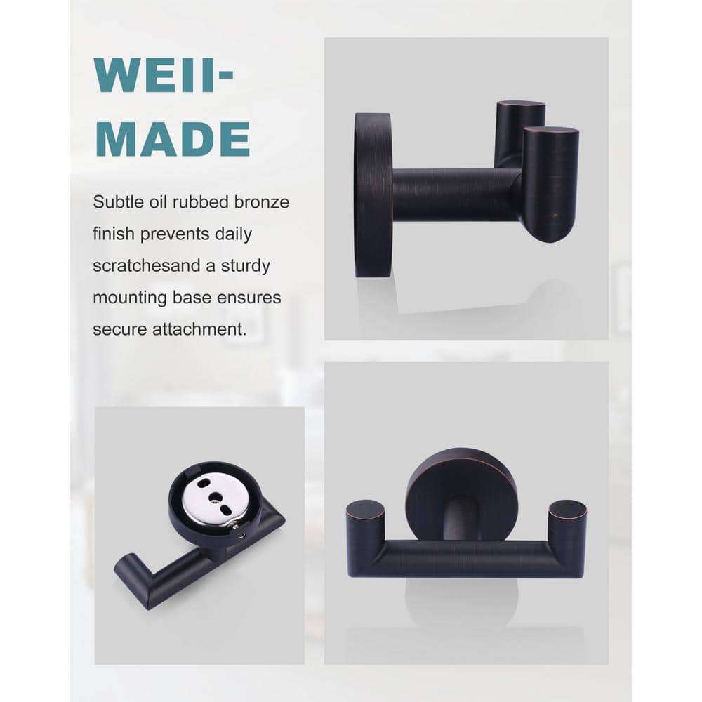 Oil Rubbed Bronze Double J-Hook Wall Mounted Towel Hook