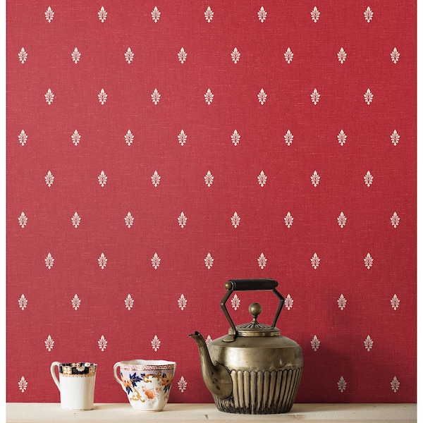 Antique Ruby Petite Feuille Sprig Paper Unpasted Nonwoven Wallpaper Roll 60.75 sq. ft.
