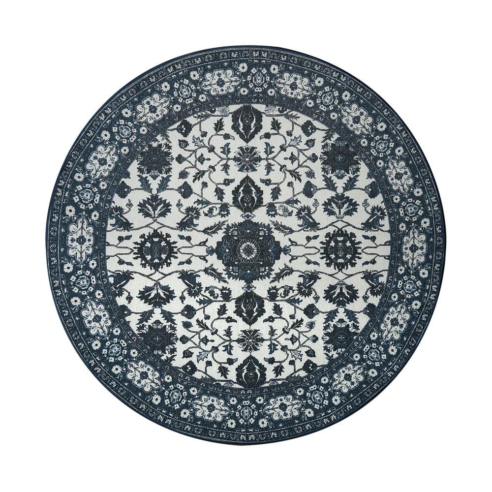 My Magic Carpet Ramage Blue Medallion 6 ft. Round Washable Area Rug