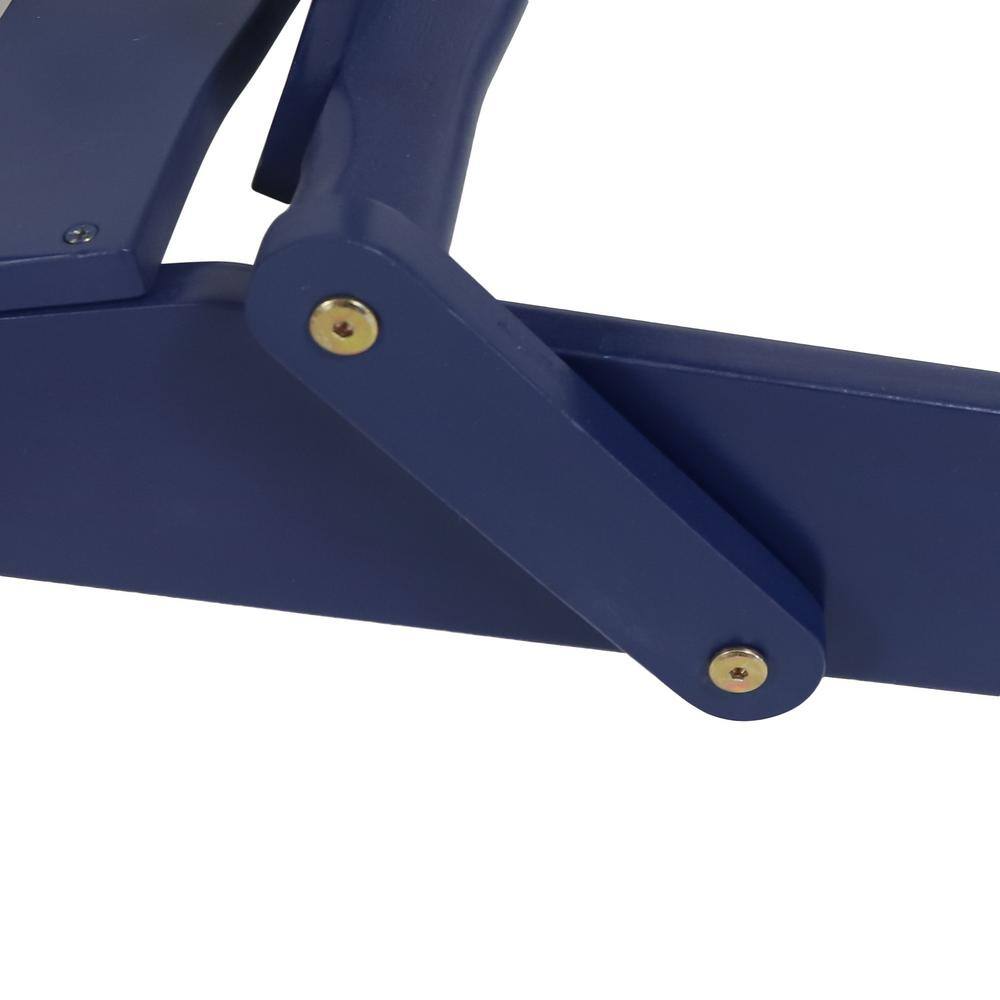 Navy Blue Rustic Acacia Wood Folding Adirondack Chair Set