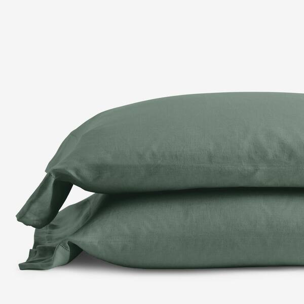 The Company Store Legends Hotel Relaxed Green Solid Linen Standard Pillowcase (Set of 2)