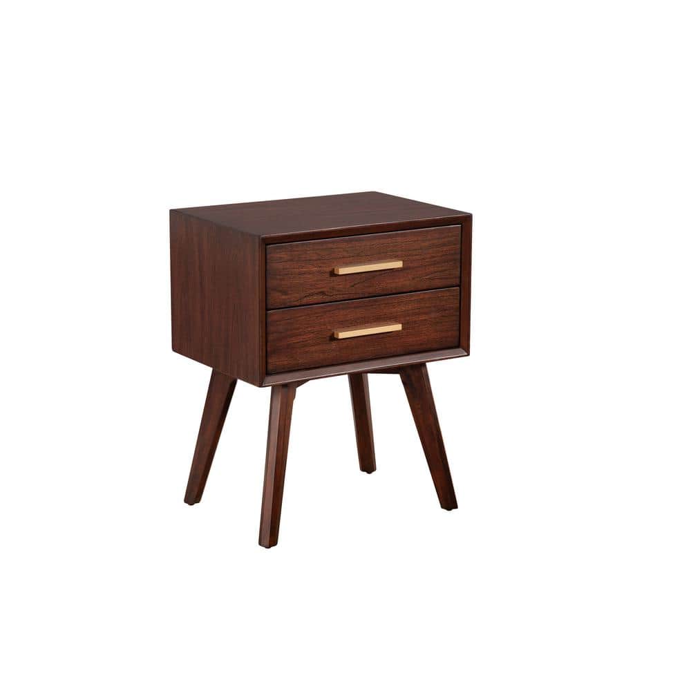 Gramercy Transitional Walnut 2-Drawer Nightstand
