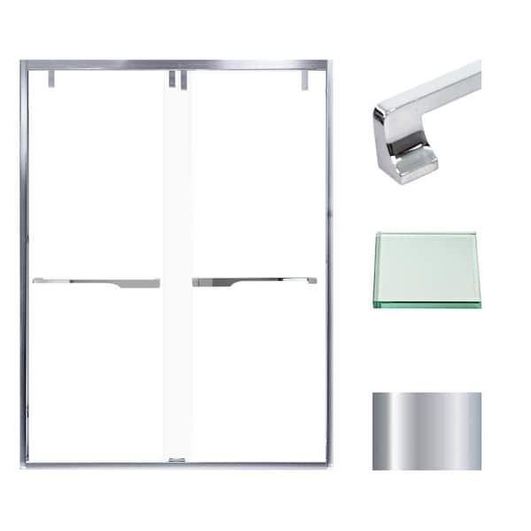 Transolid Eden 60 in. W x 80 in. H Sliding Semi-Frameless Shower Door in Polished Chrome with Clear Glass