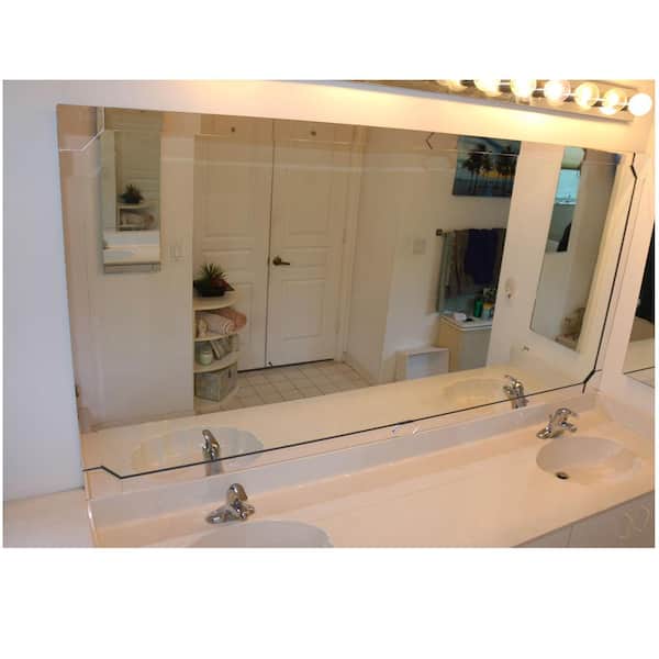 Bathroom mirror with 2  beveled mirror strips - Twin Bay Glass of
