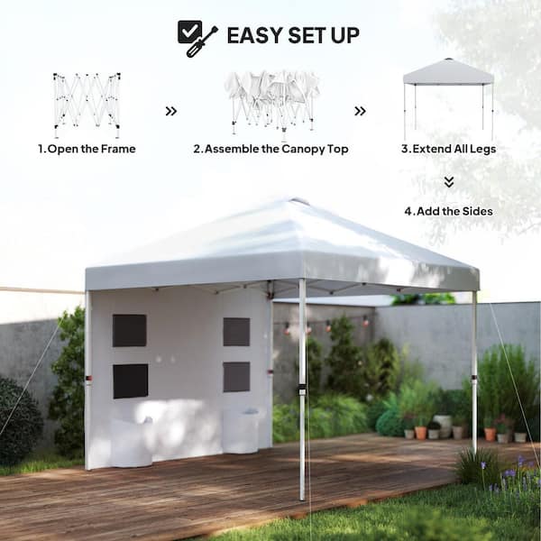 Outsunny 9.6 ft. x 11.6 ft. White Outdoor Canopy Shelter