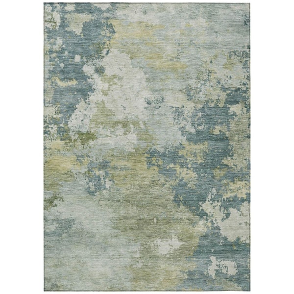 Chantille Machine Washable Indoor/Outdoor Abstract ACN2367 Aqua 9 ft. x 12 ft. Area Rug