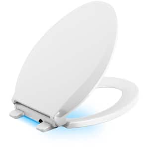 Cachet LED Nightlight Elongated Quiet Closed Front Toilet Seat in White