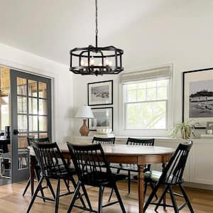 Emeritpro Farmhouse 5-Light Black Brown Iron Kitchen Island
