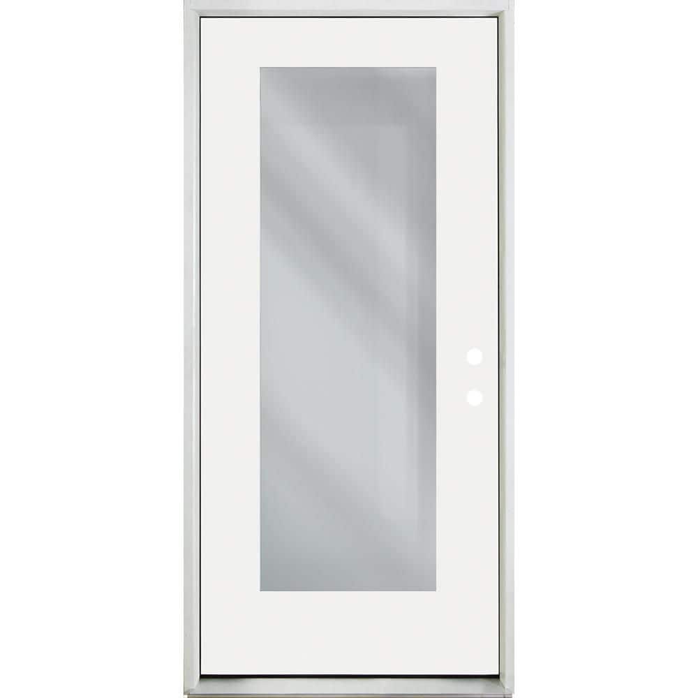Reliant 34 in. x 79 in. LHIS Full Lite Clear Glass Unfinished Fiberglass Prehung Door with Nickel Hinges price history on PriceWatchPro