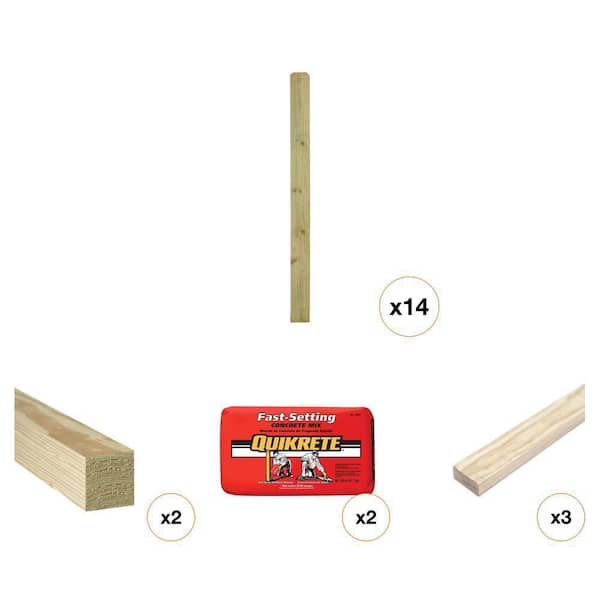 Ultimate 6 ft. Wood Privacy Fence Section Bundle with Fast-Setting Concrete and Rails