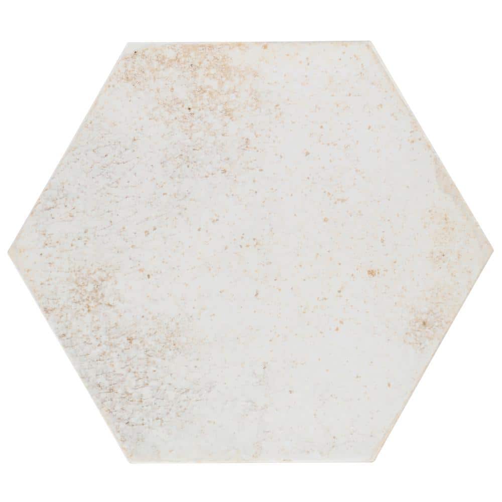Mandalay Hex White Polished Porcelain Floor and Wall Tile