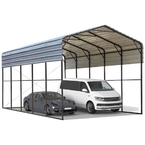 14 Ft. W x 30 Ft. D Galvanized Steel Carport, Portable Car Canopy and Storage Shed