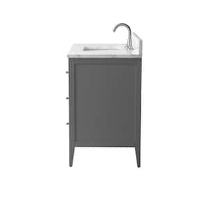 42 in. W x 22 in D x 38 in. H Single Sink Linear Gray Bath Vanity Cabinet with White Engineered Marble Top