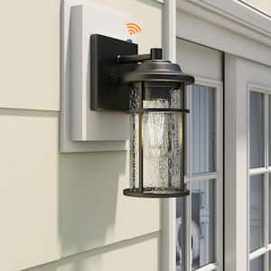 1-Light Outdoor Black Wall Fixture with Dusk to Dawn Sensor (E26 Base)
