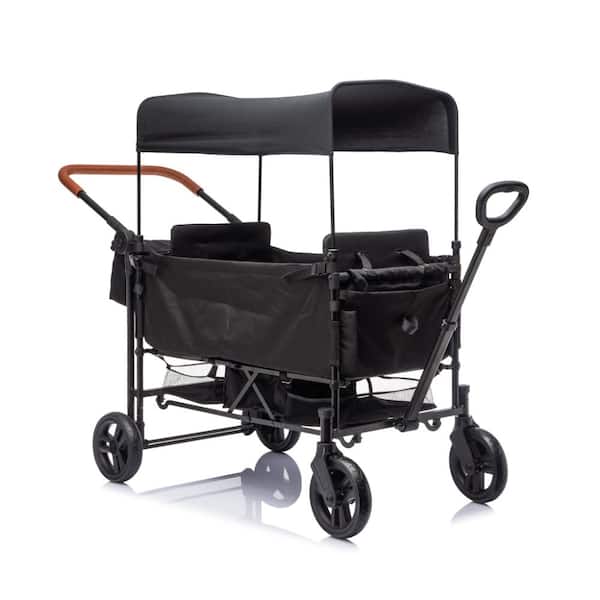 3.1cu. ft. Steel Garden Cart with 8" All-Terrain PU Wheels,Adjustable Height Push in Black