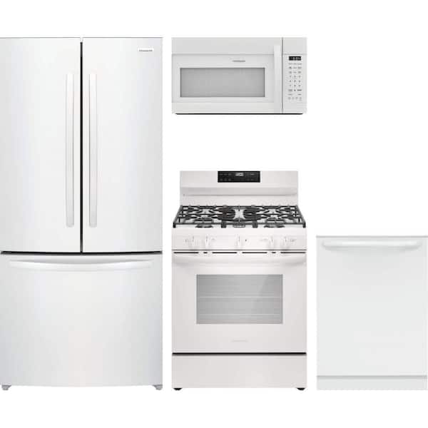 18 cu. ft. Counter Depth Refrigerator with 5 Burner Freestanding Range and Dishwasher with 4 Cycles
