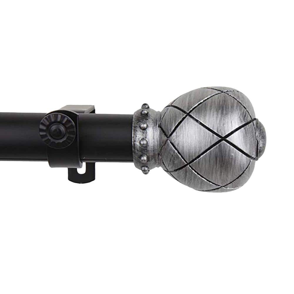 Black Adjustable Steel Curtain Rod with Crisscross Orb Finials