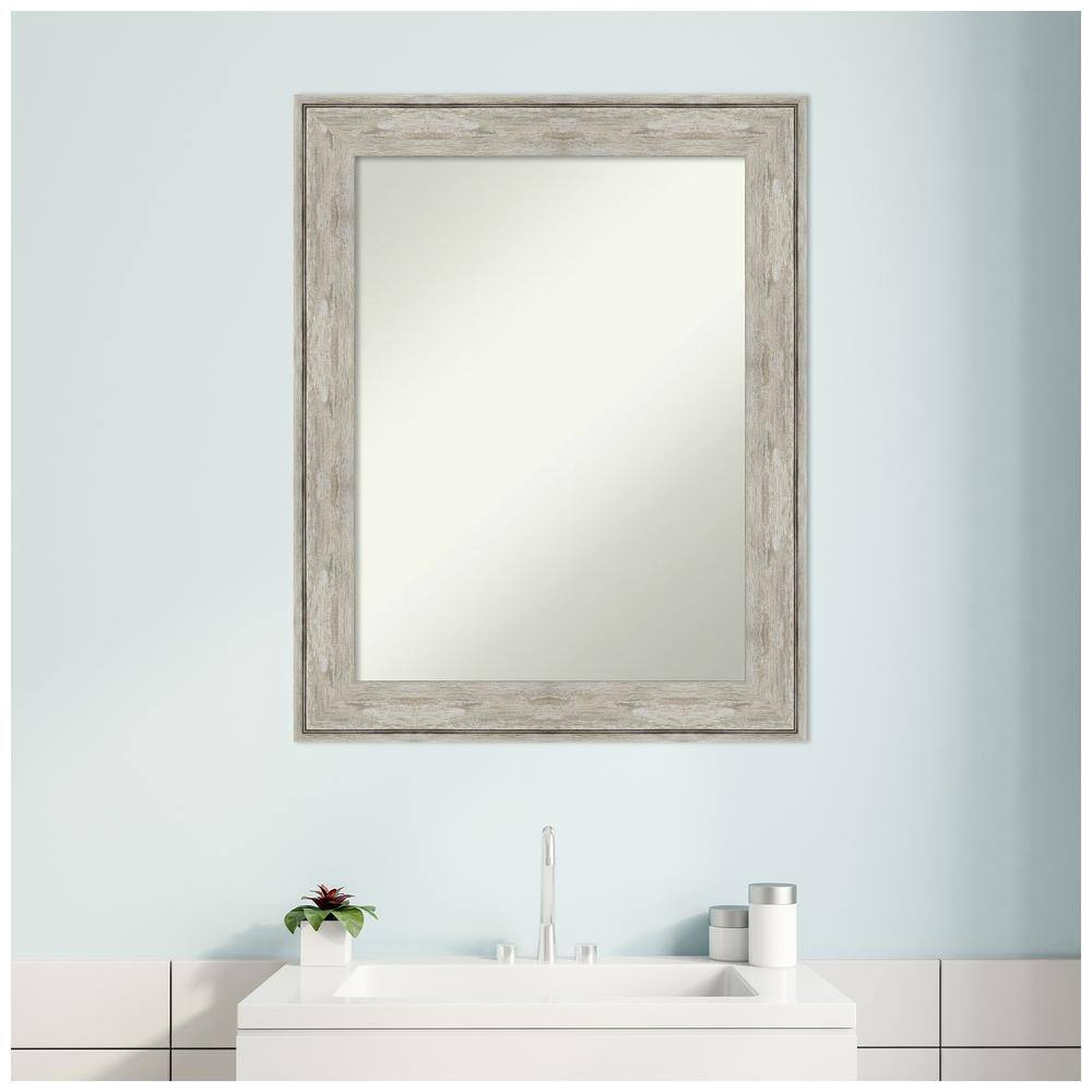 Crackled Metallic Silver Rectangular Bathroom Vanity Mirror